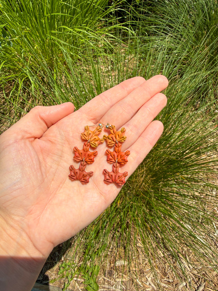 Autumn Maple Leaf Dangle Earrings