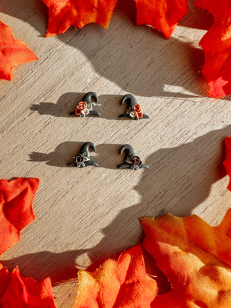 Witch Hat Floral Stud Earrings