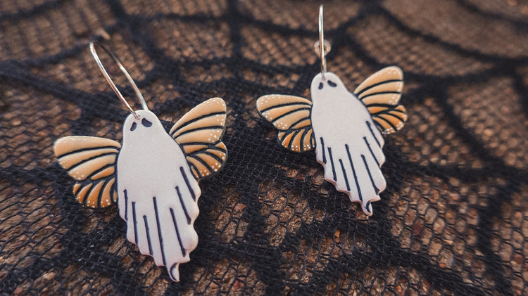 Butterfly Ghost Hoop Earrings