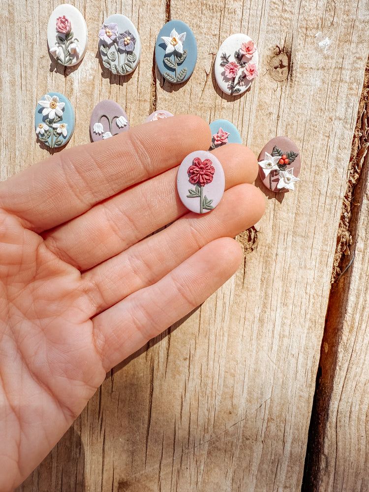Birth Flower Stud Earrings