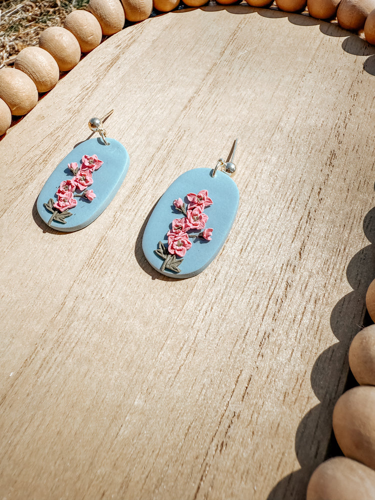 Larkspur July Birth Flower Earrings