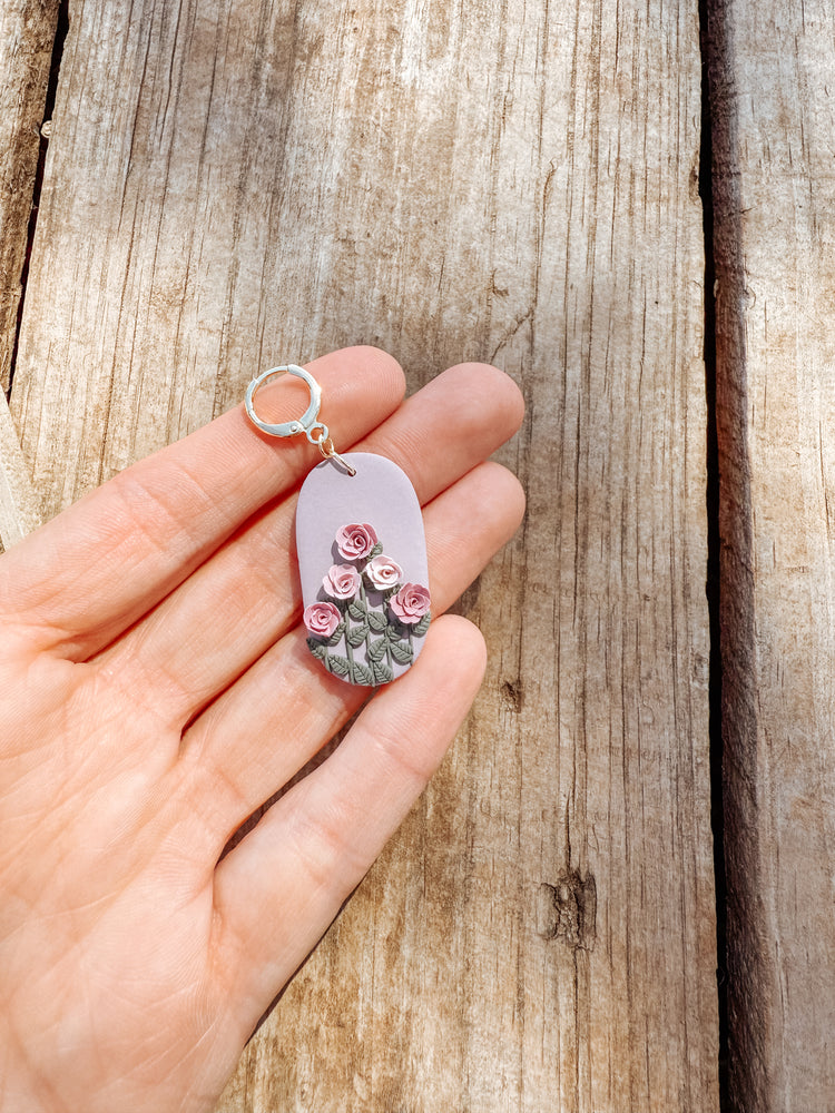 Rose June Birth Flower Dangle Earrings