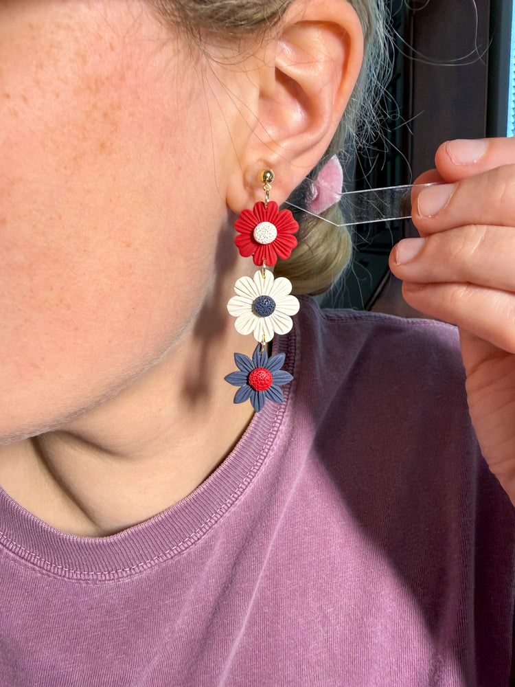 Americana Floral Dangle Earrings