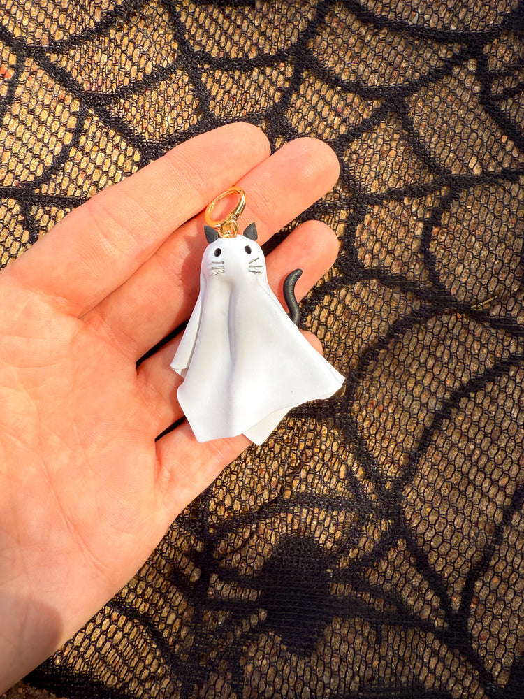 Cat Ghost 3D Dangle Earrings