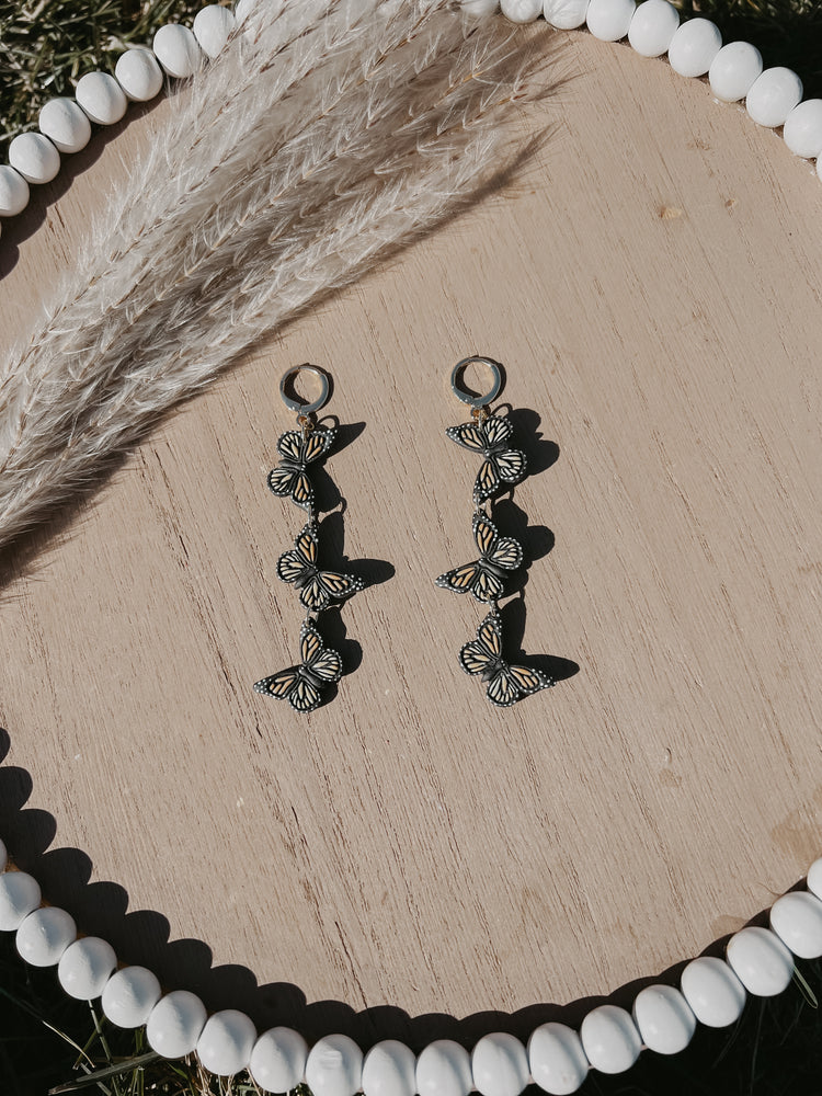 Monarch Butterfly Tier Dangle Earrings