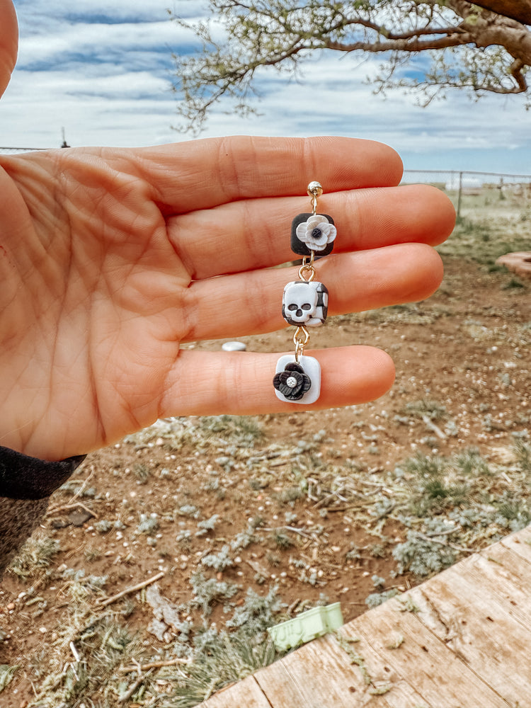 Skull & Bloom Dangle Earrings