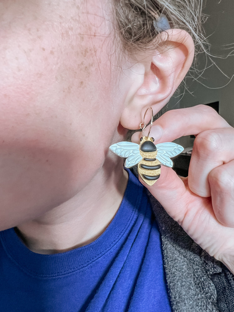 Bee Hoop Earrings