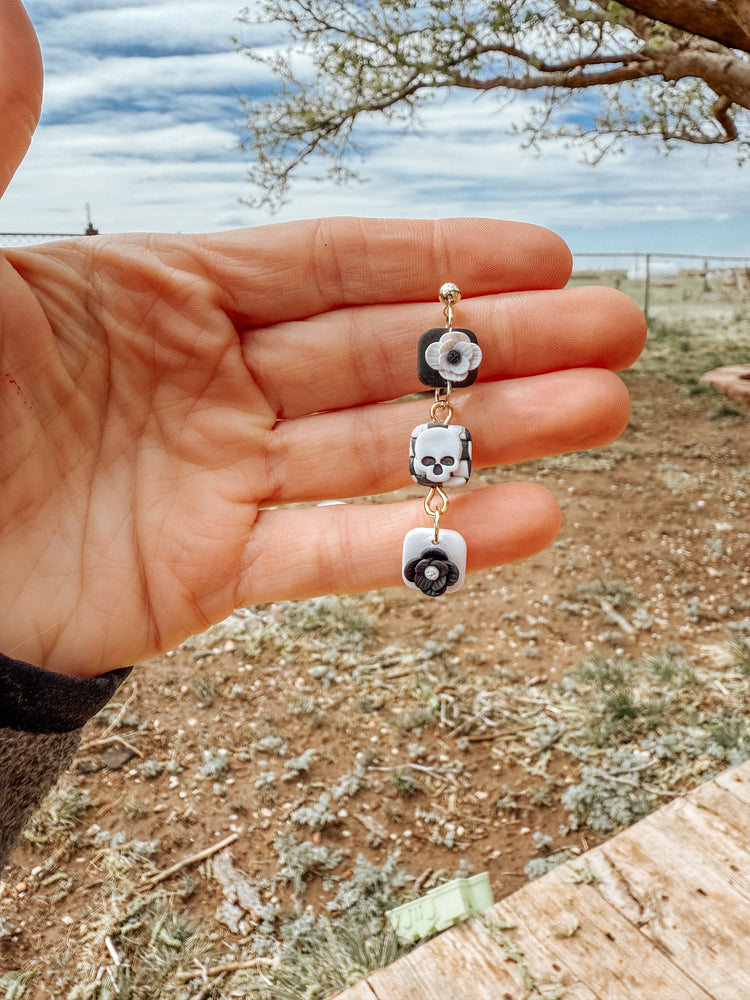 Skull & Bloom Dangle Earrings