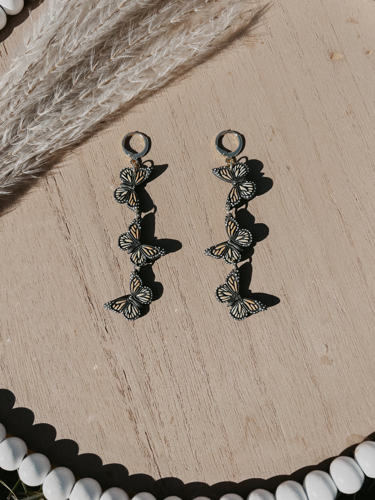 Monarch Butterfly Tier Dangle Earrings