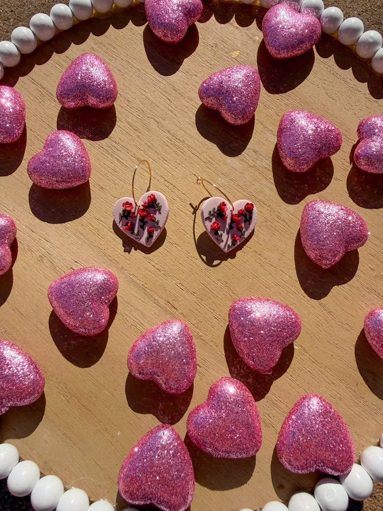 Floral Rose Heart Earrings
