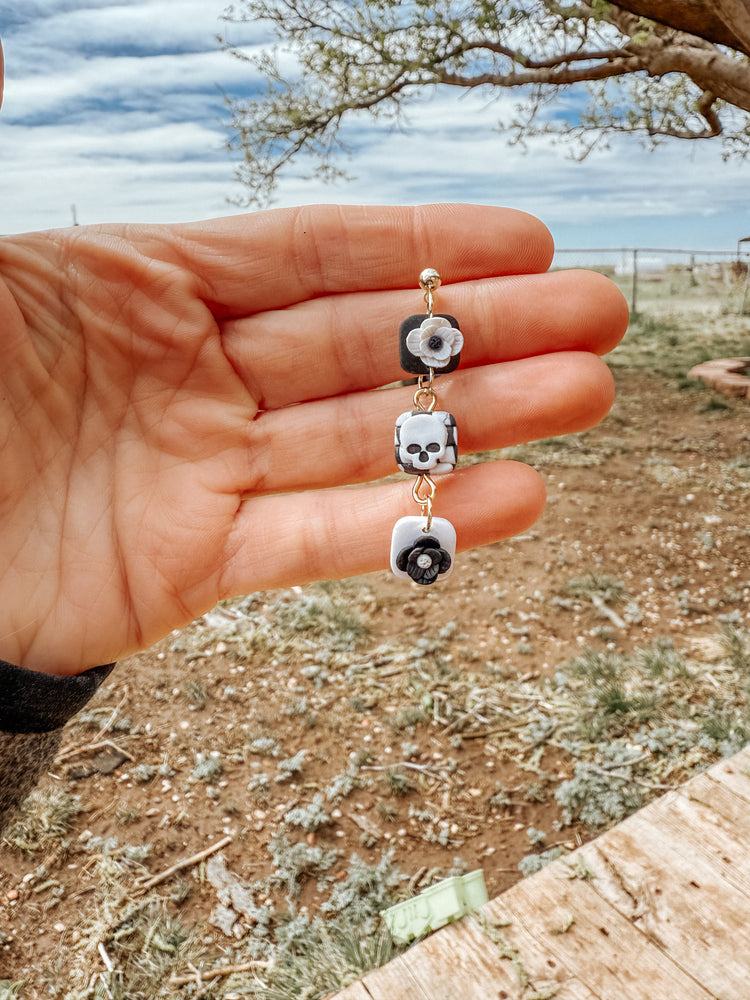 Skull & Bloom Dangle Earrings