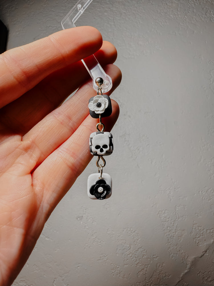 Skull & Bloom Dangle Earrings