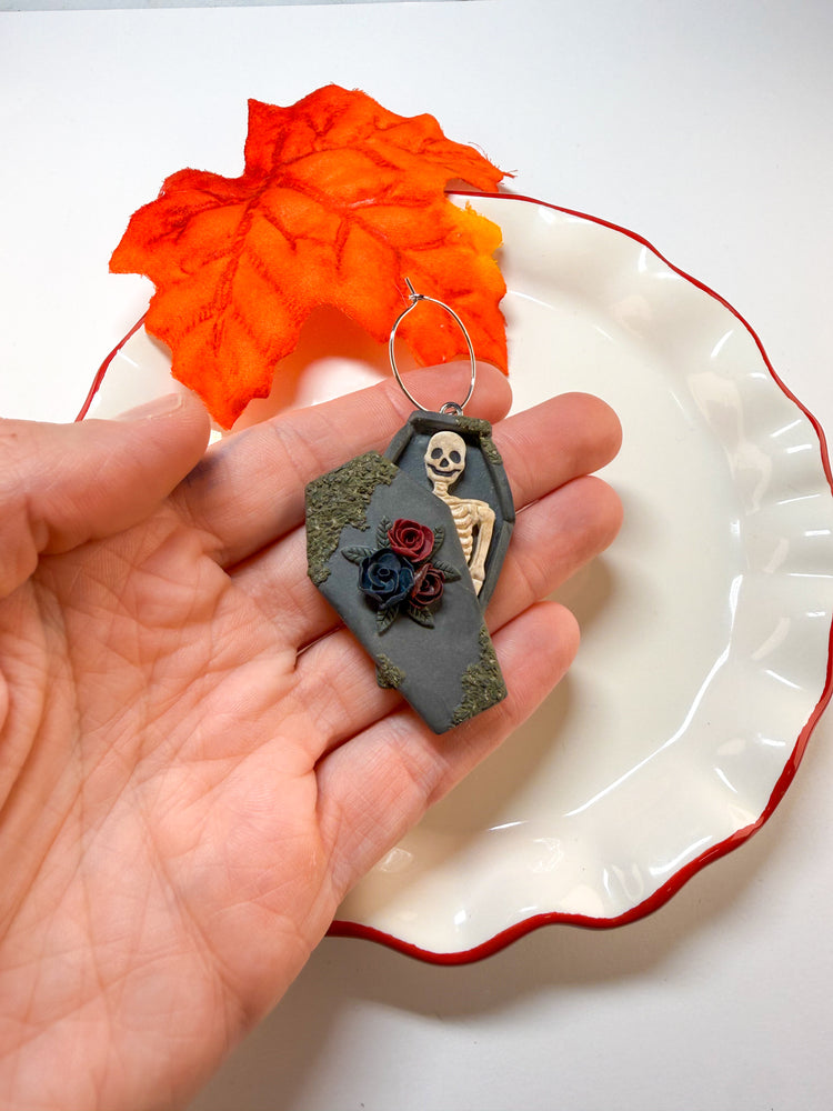Skeleton Coffin Dangling Earrings
