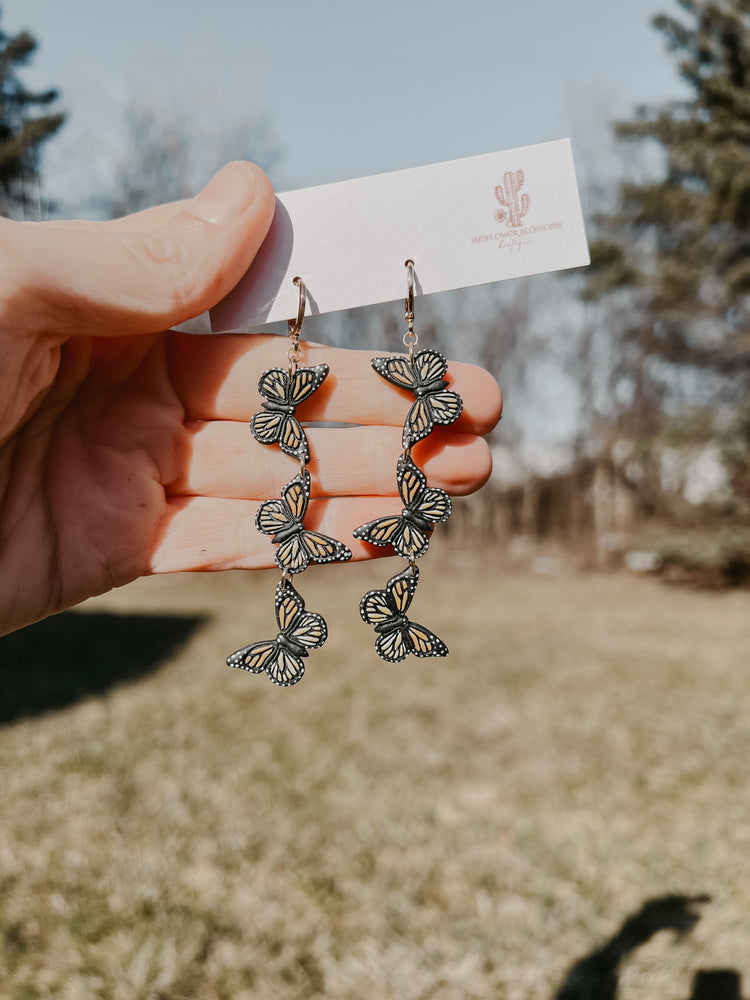 Monarch Butterfly Tier Dangle Earrings