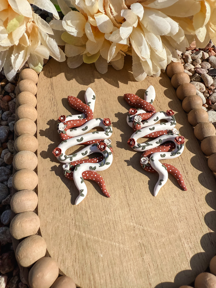 Desert Serpent Floral Snake Earrings
