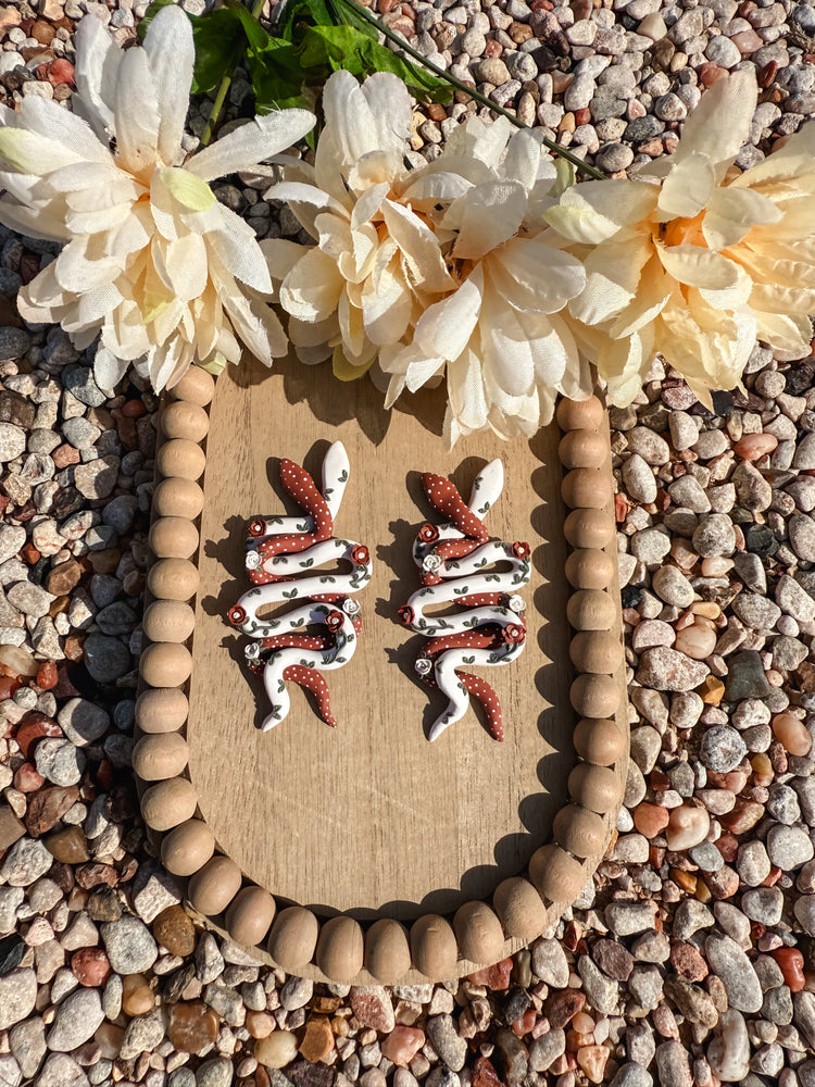 Desert Serpent Floral Snake Earrings