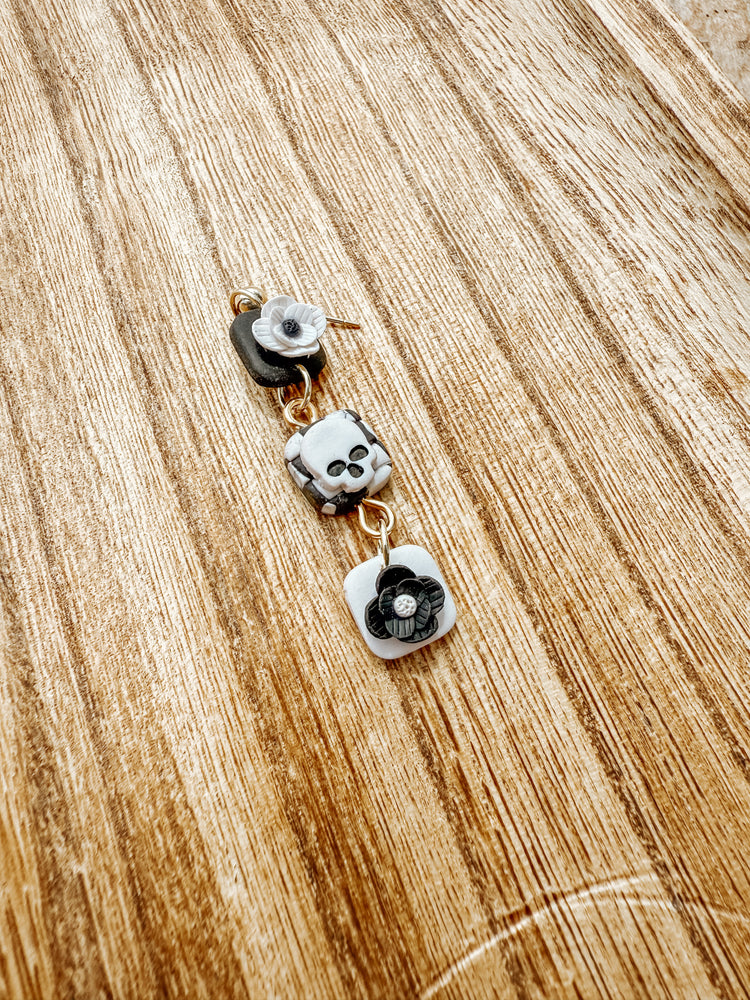 Skull & Bloom Dangle Earrings