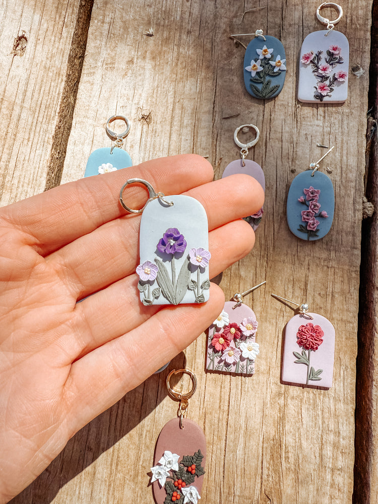 Violet & Iris February Birth Flower Earrings