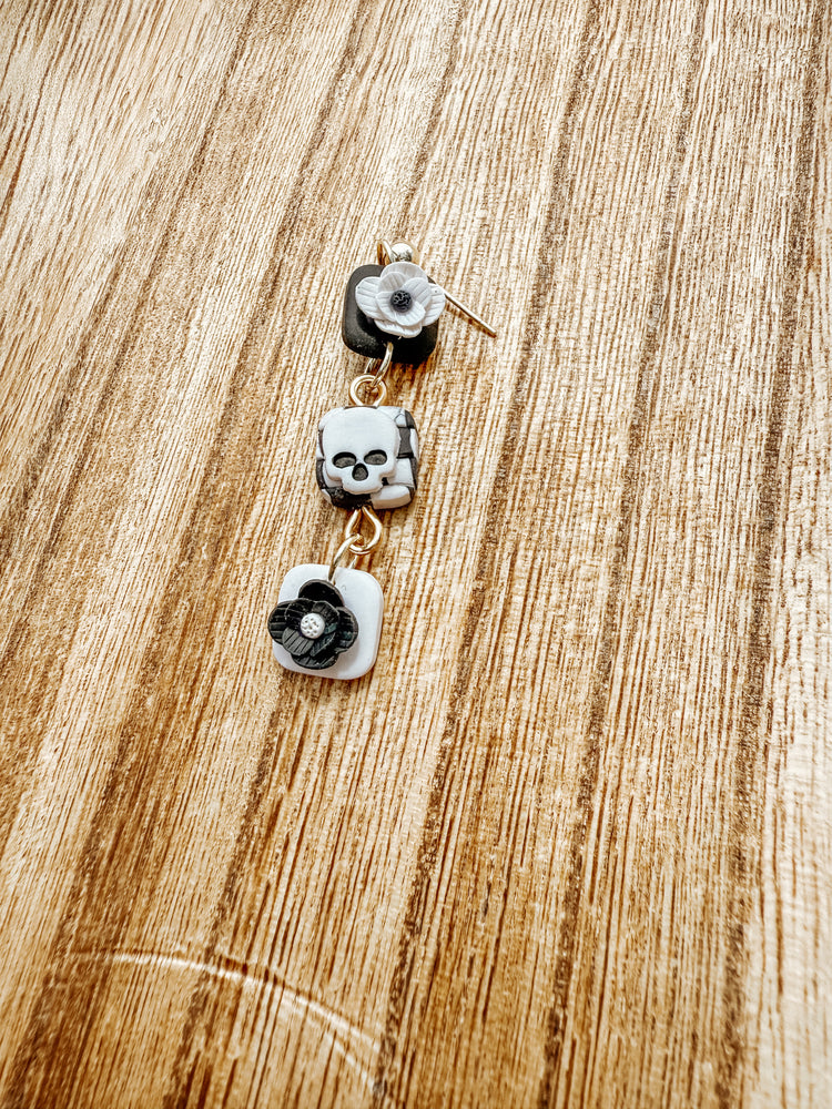 Skull & Bloom Dangle Earrings