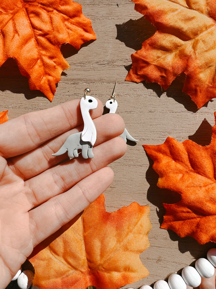 Ghost Brachiosaurus Dangle Earrings