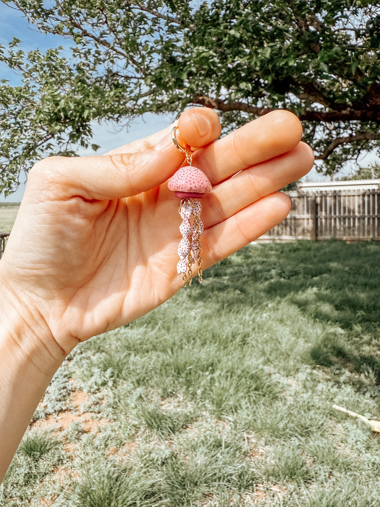 Pink Stinger Jelly Fish Dangle Earrings