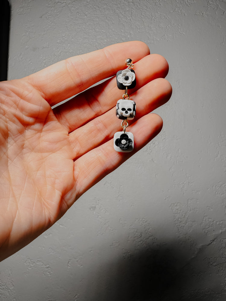 Skull & Bloom Dangle Earrings