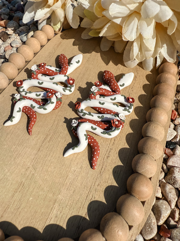 Desert Serpent Floral Snake Earrings