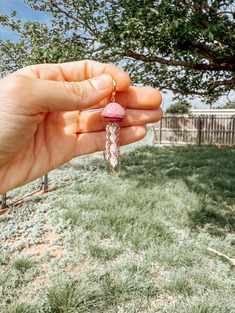 Pink Stinger Jelly Fish Dangle Earrings