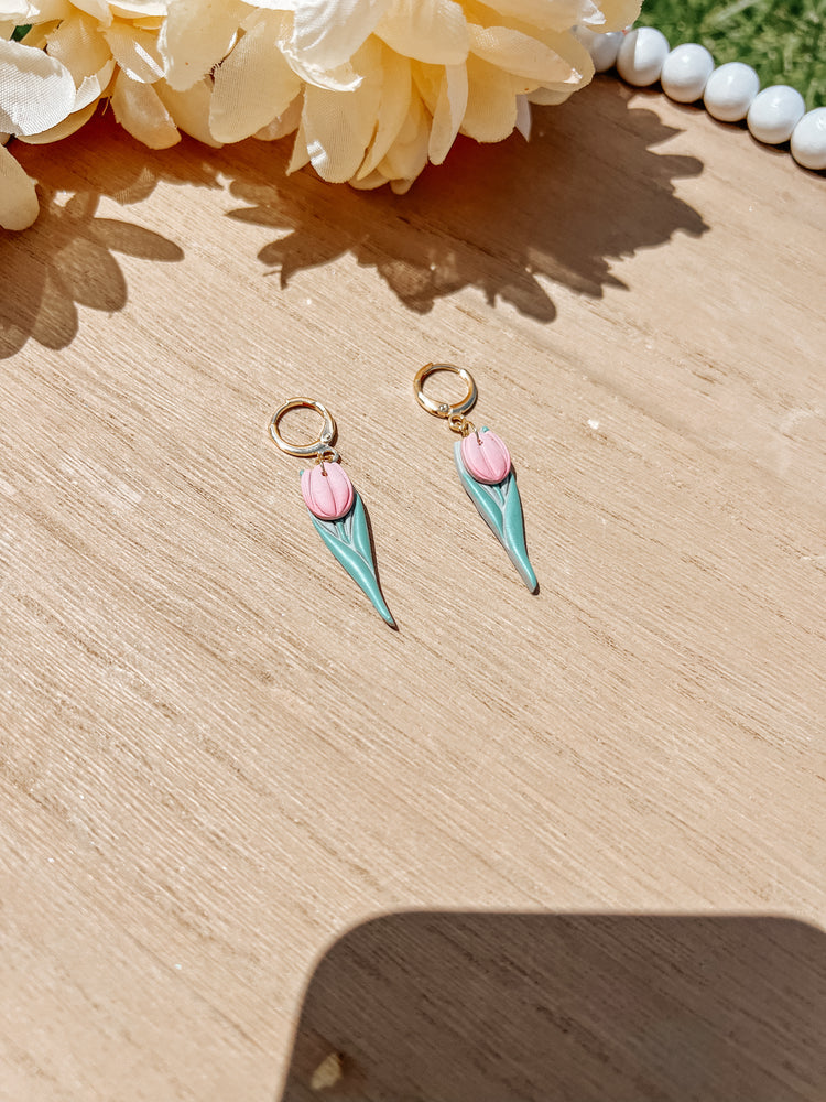 Peony Flower Dangle Earrings