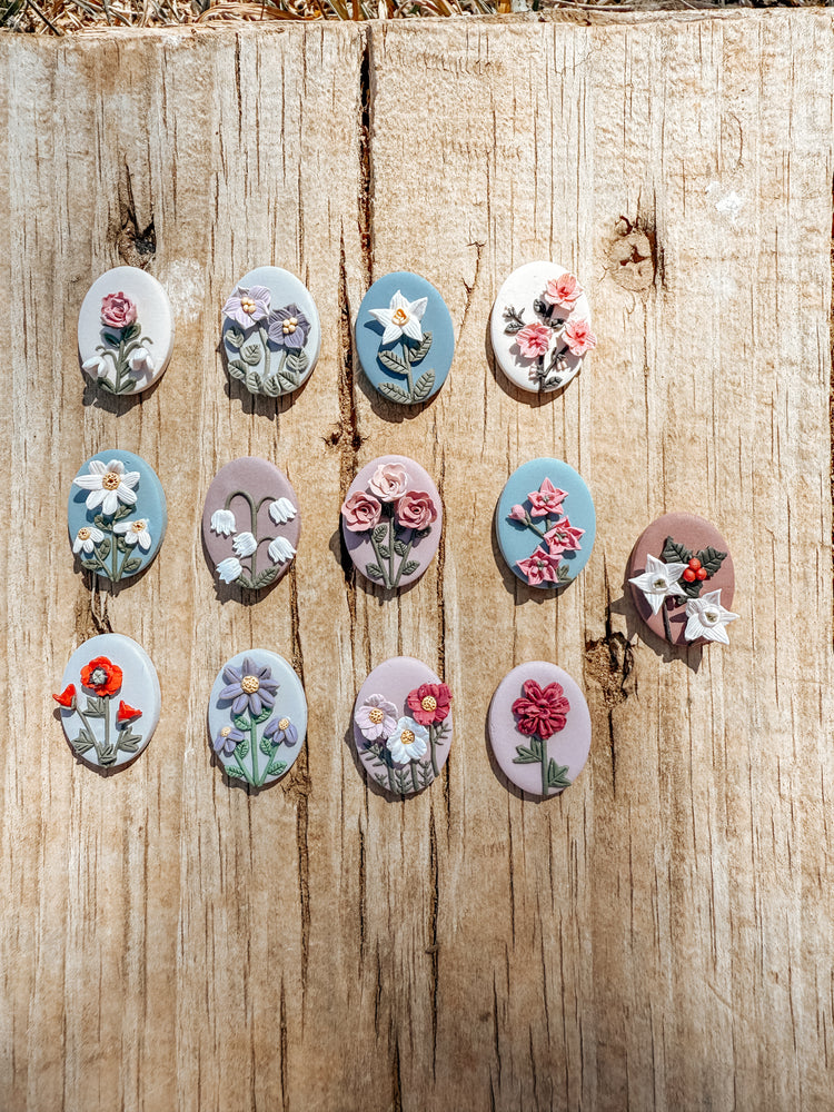 Birth Flower Stud Earrings