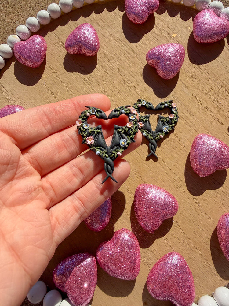 Floral Dragon Heart Earrings
