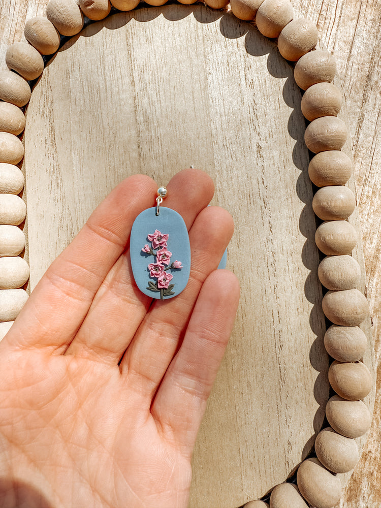 Larkspur July Birth Flower Earrings