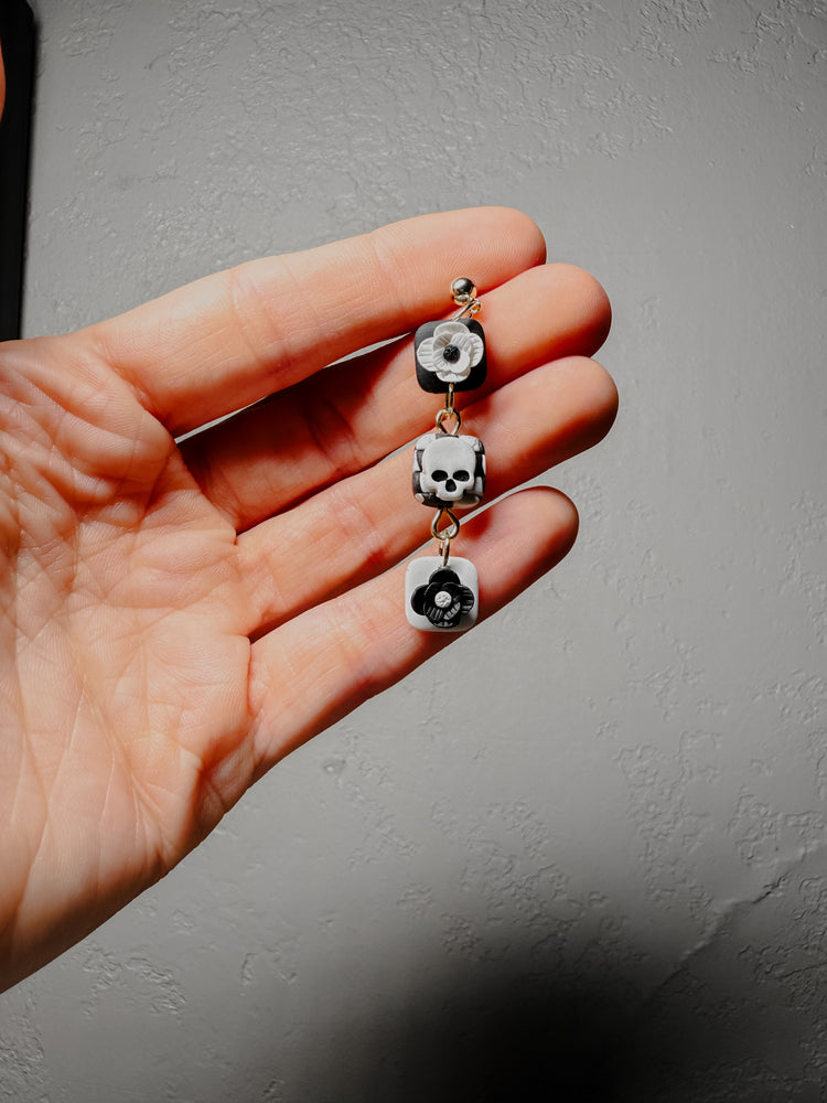 Skull & Bloom Dangle Earrings
