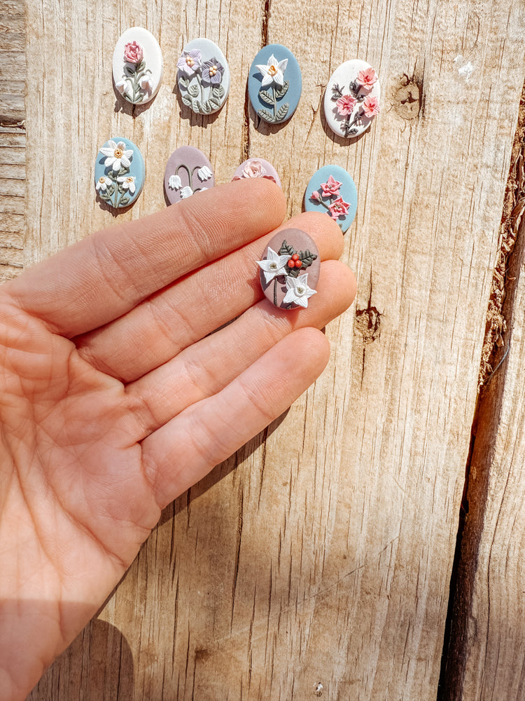 Birth Flower Stud Earrings