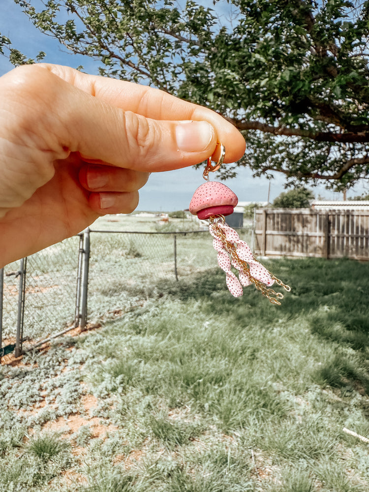 Pink Stinger Jelly Fish Dangle Earrings