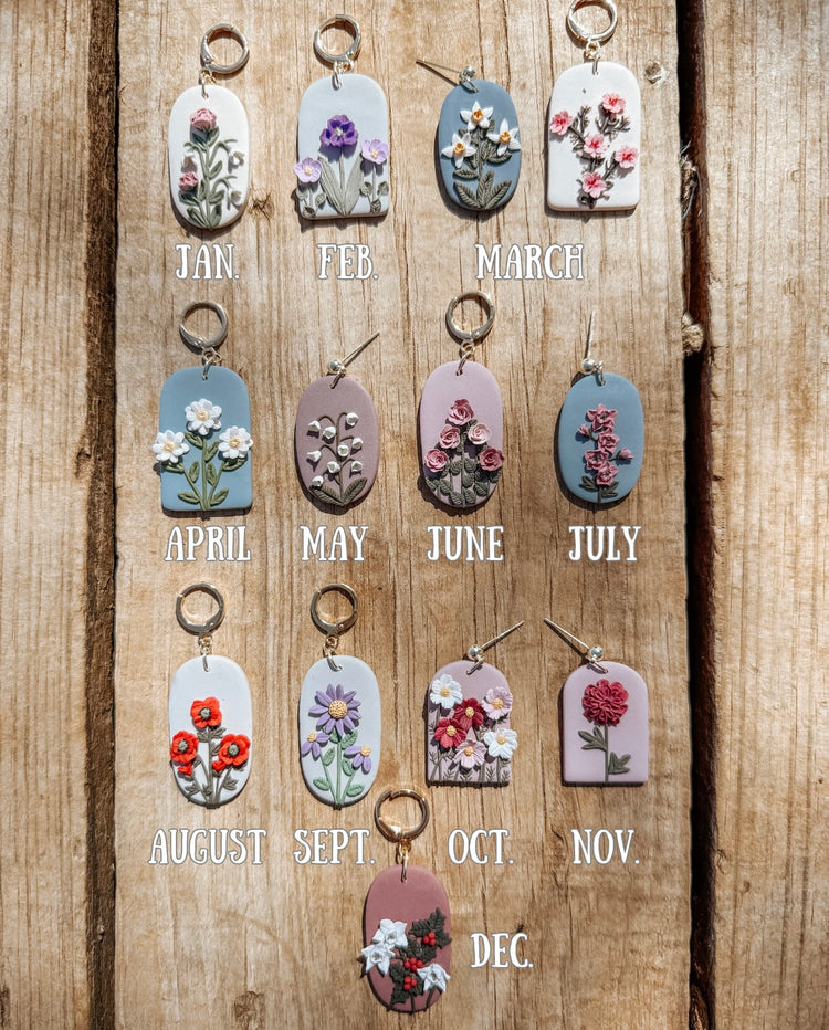 Violet & Iris February Birth Flower Earrings
