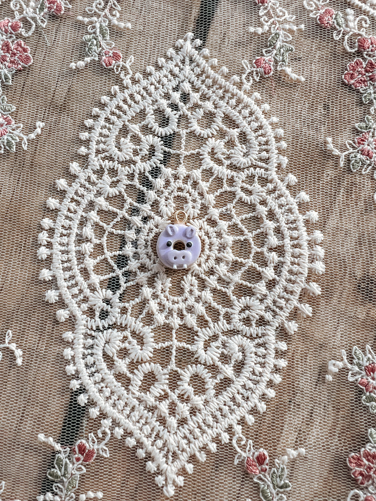 Lavender Hippo Donut Charm
