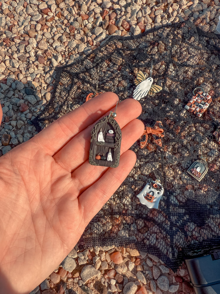 Spooky Bookshelf Dangle Earrings