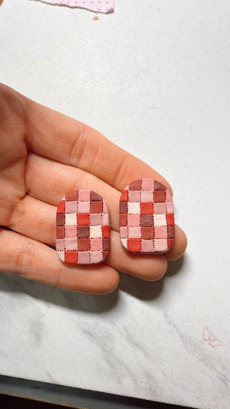 Vday Quilt Earrings
