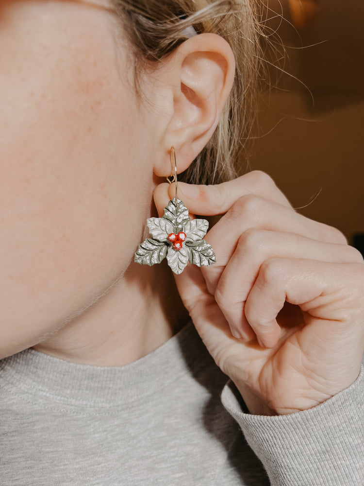 OG Holly Leaf Dangle Earrings