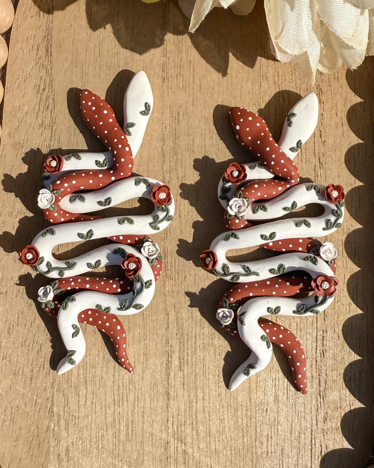 Desert Serpent Floral Snake Earrings