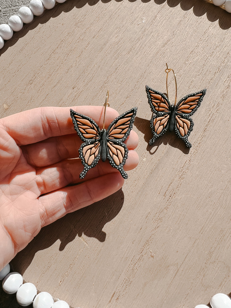 Monarch Butterfly Hoop Earrings
