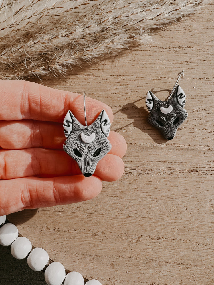 Celestial Wolf Hoop Earrings