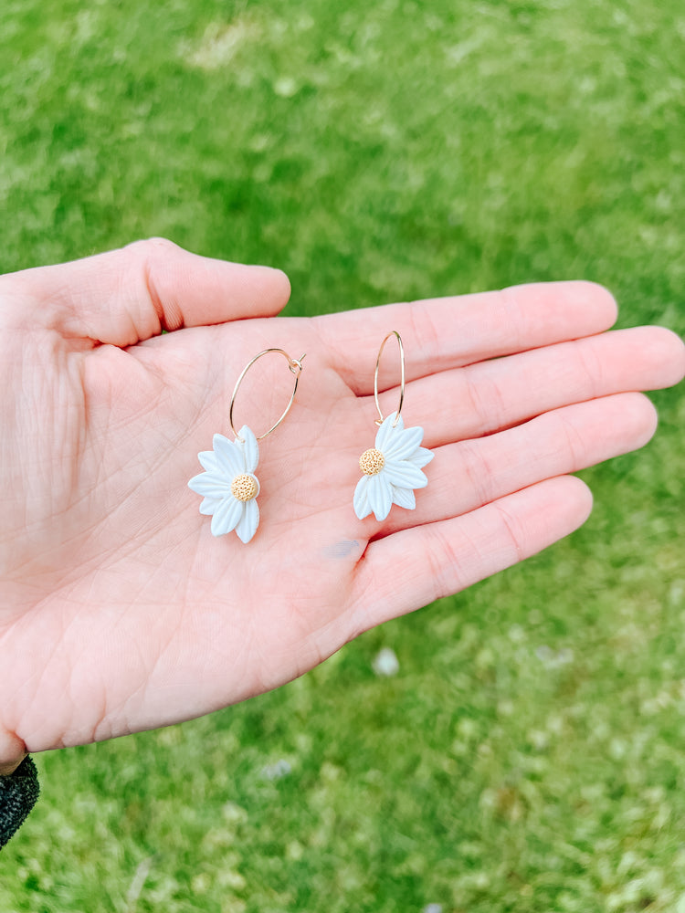 Half Daisy Hoop Earrings