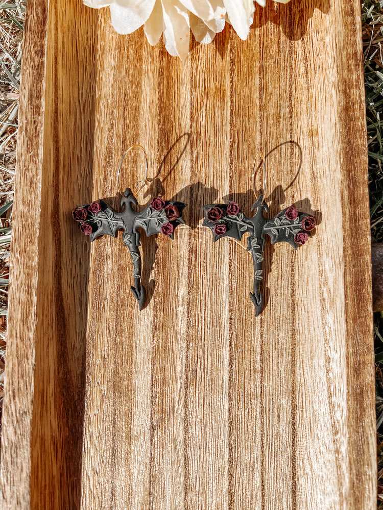 Floral Dragon Hoop Earrings