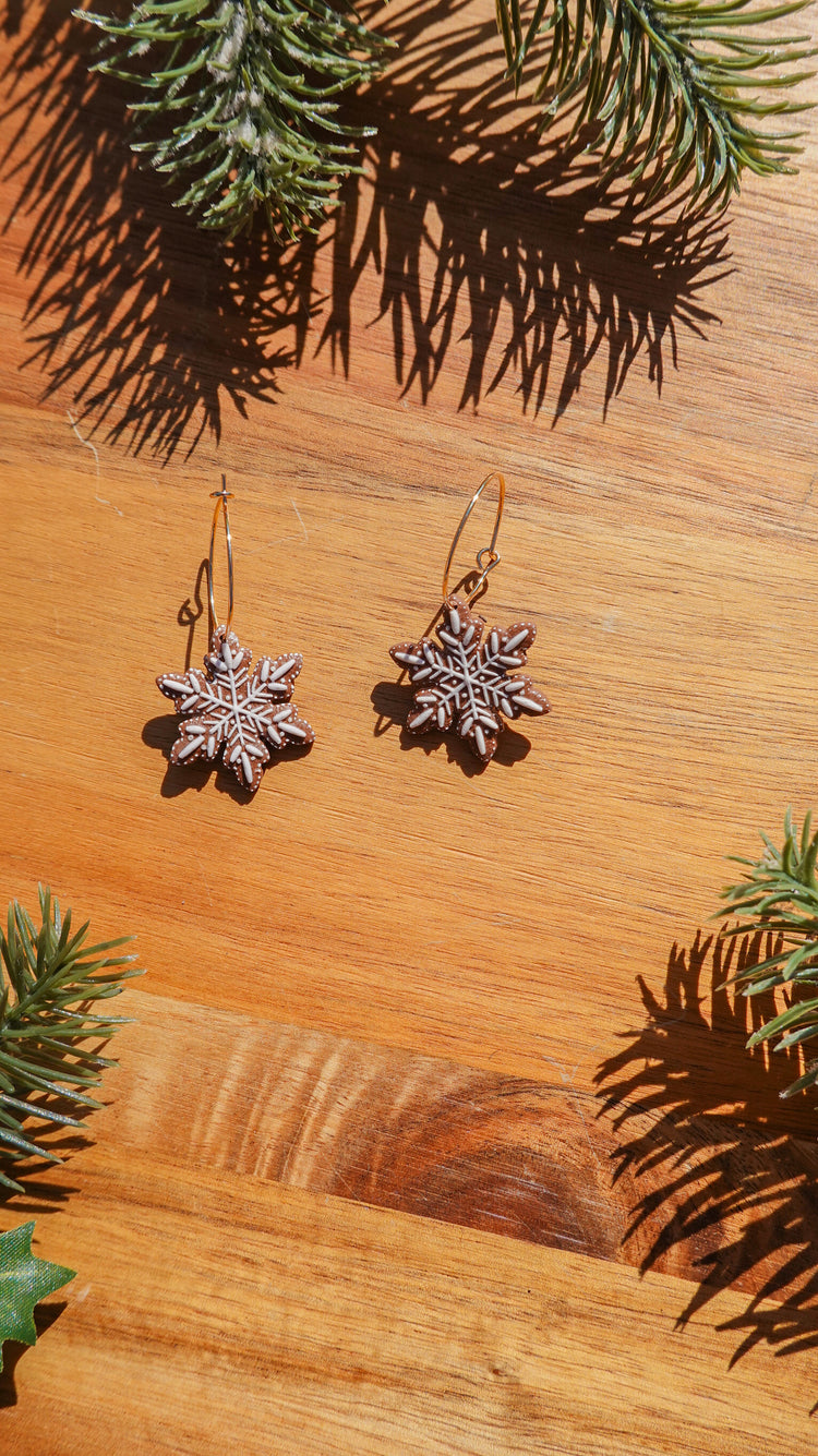Gingerbread Snowflake Earrings