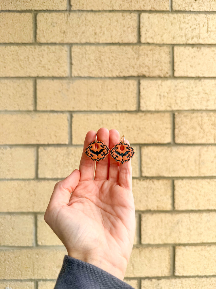 Vintage Halloween Bat Earrings