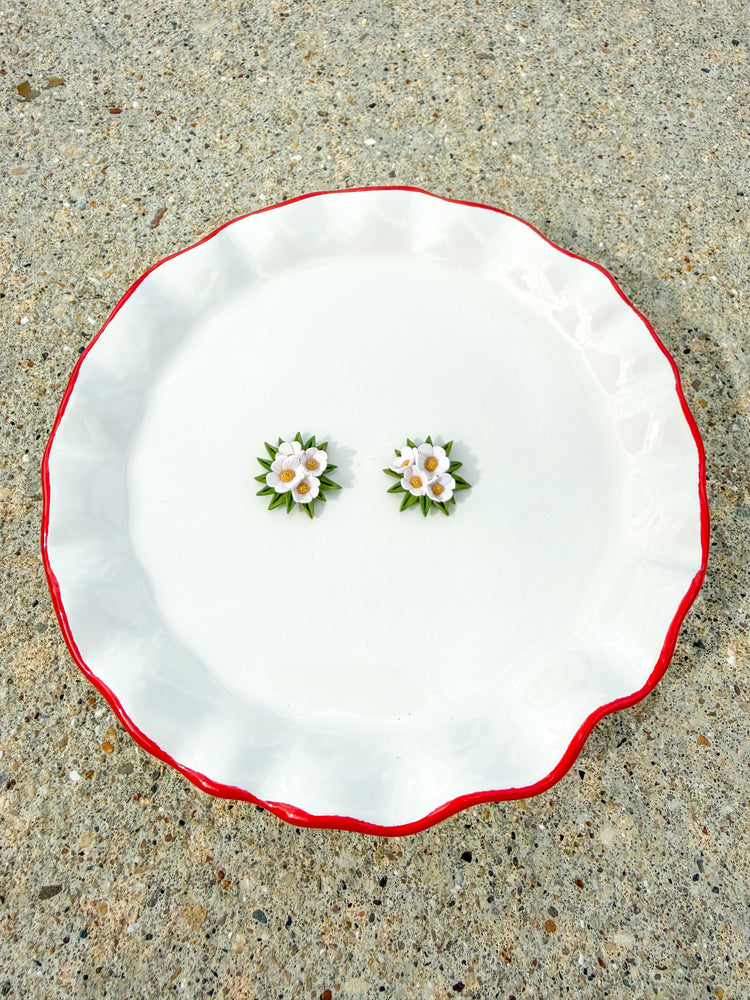 White Wildflower Stud Earrings