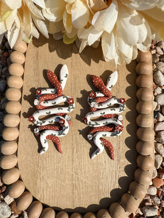 Desert Serpent Floral Snake Earrings