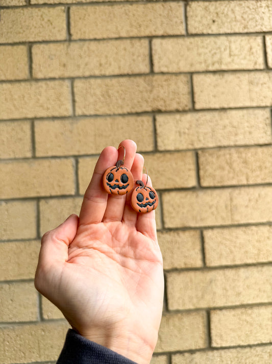 Jack-O-Lantern Pumpkin Dangle Earrings